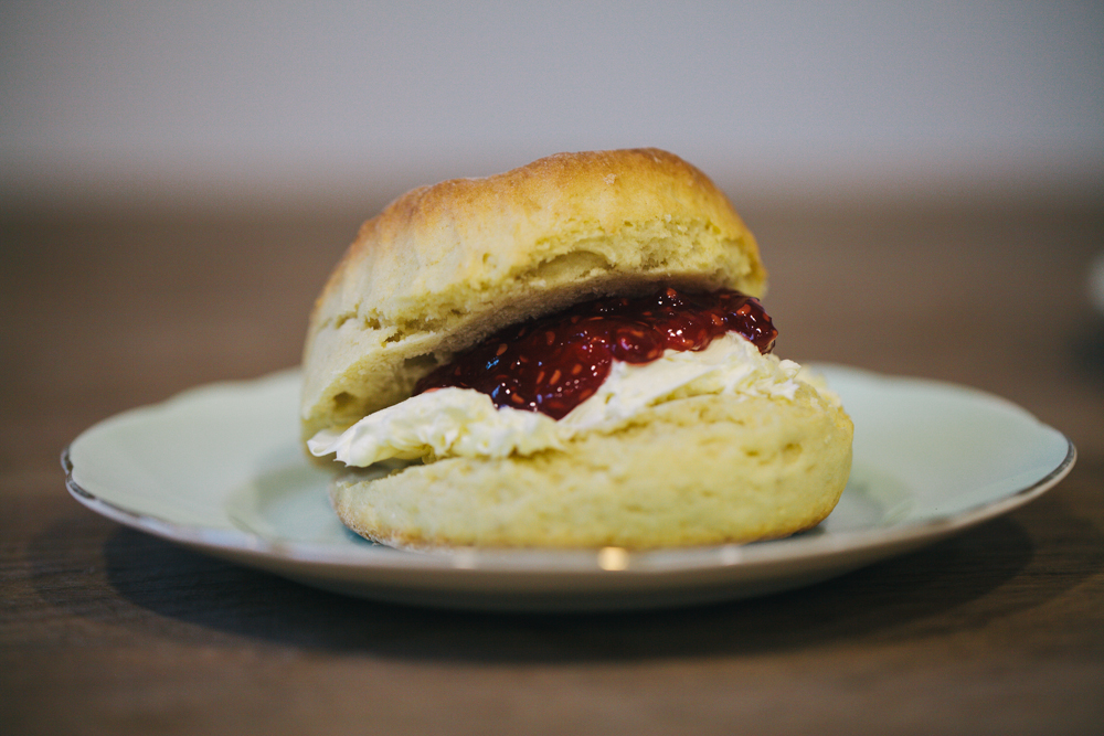 scone with jam and cream